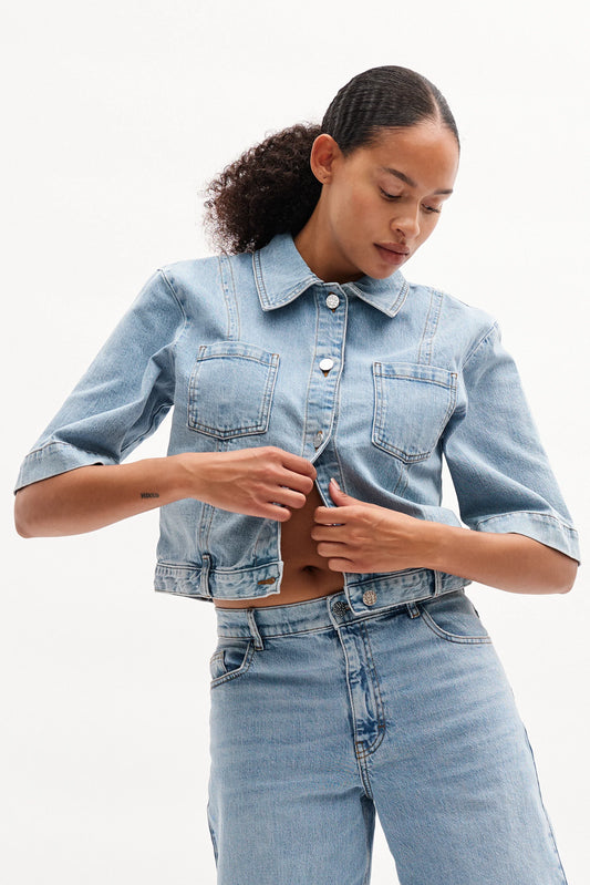 Baum und Pferdgarten Jeanshemd in hellblau