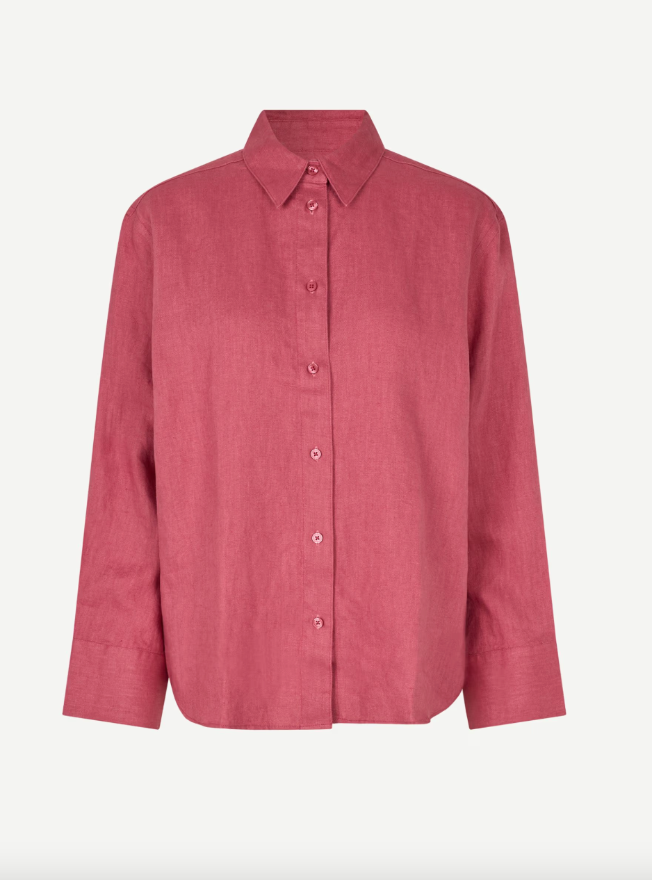 Samsoe Samsoe Sanot Leinenbluse in Beere