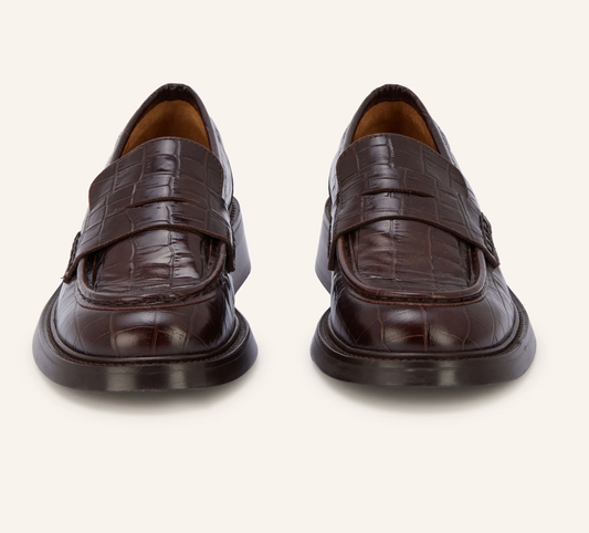 Billibi Penny Loafer Croco in Kastanie