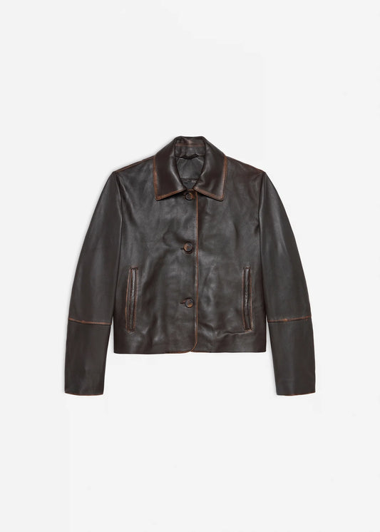 Studio Ar Cleo Lederjacke Vintage Braun