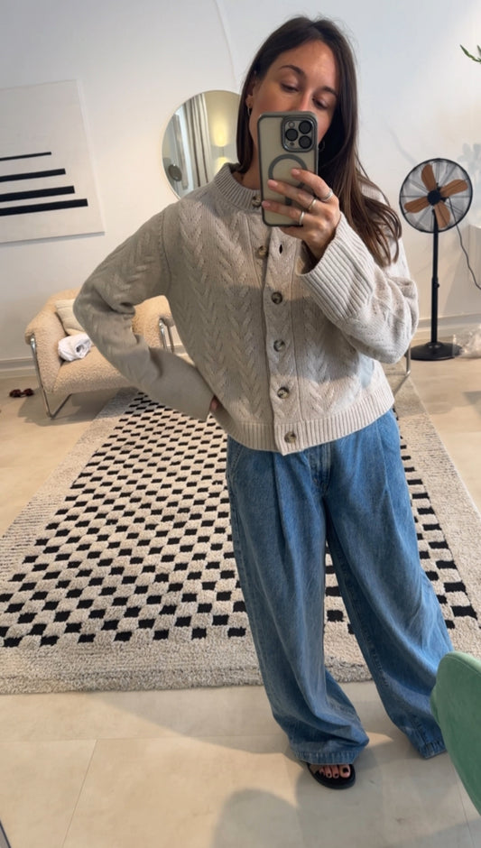 Anna v. Berg Lilly Cable Cardigan in Sand