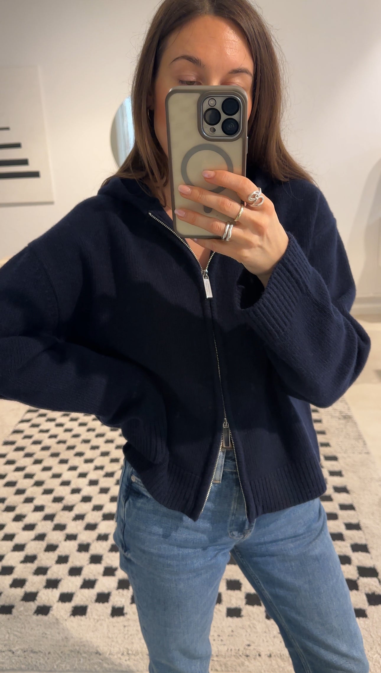 Anna v. Berg Jo Zip Cardigan in Deep Blue