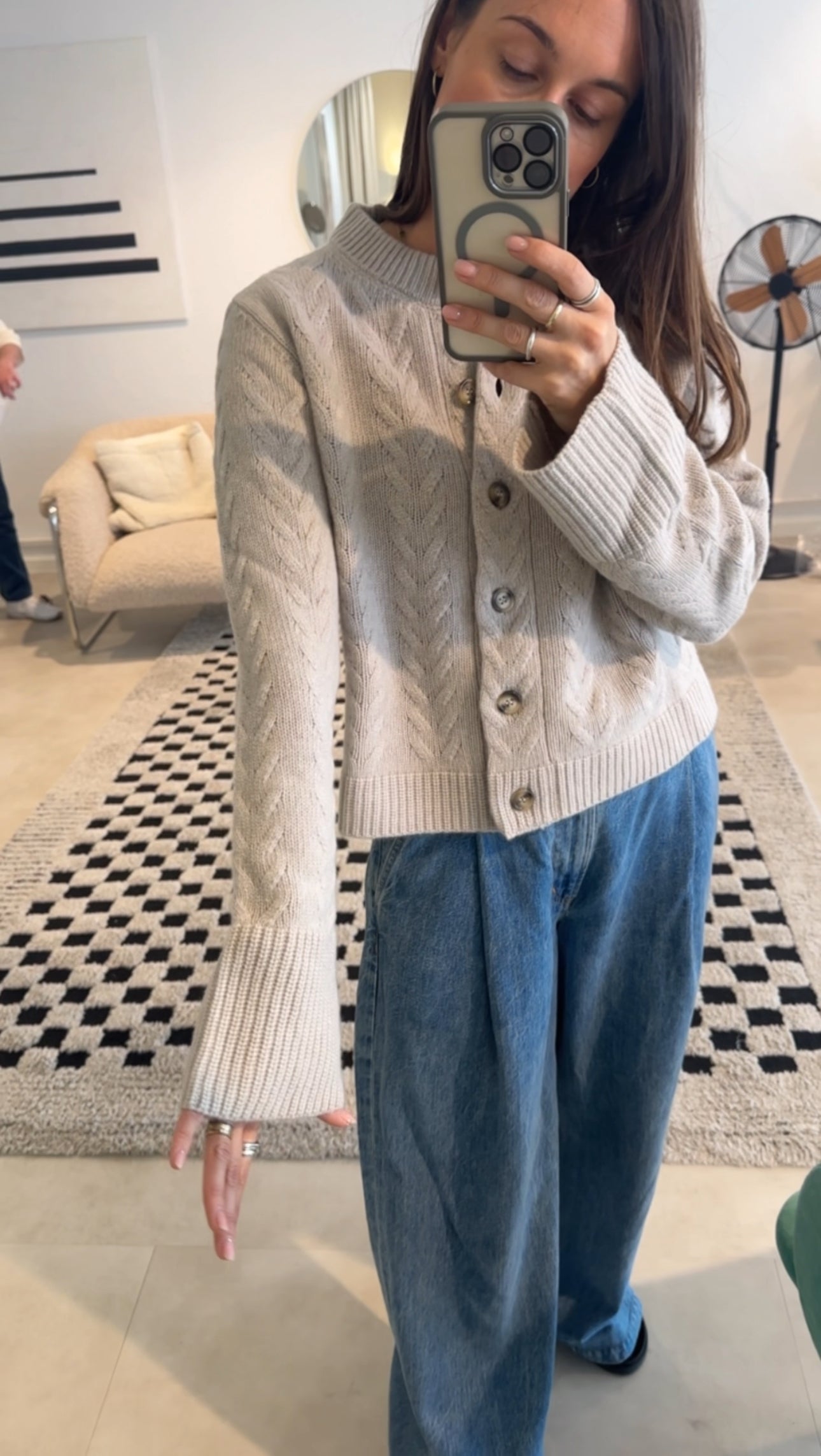 Anna v. Berg Lilly Cable Cardigan in Sand