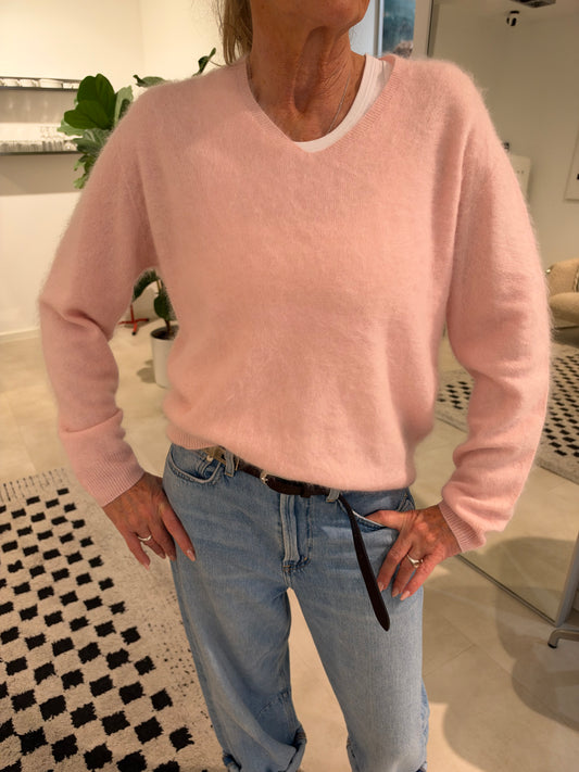 Fiona Brushed Kaschmir V-Neck in Rose