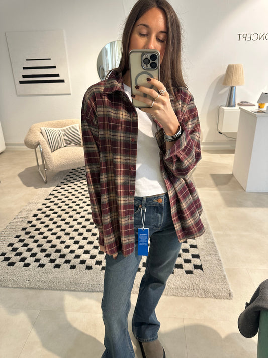 Bluse Flanell in Burgund