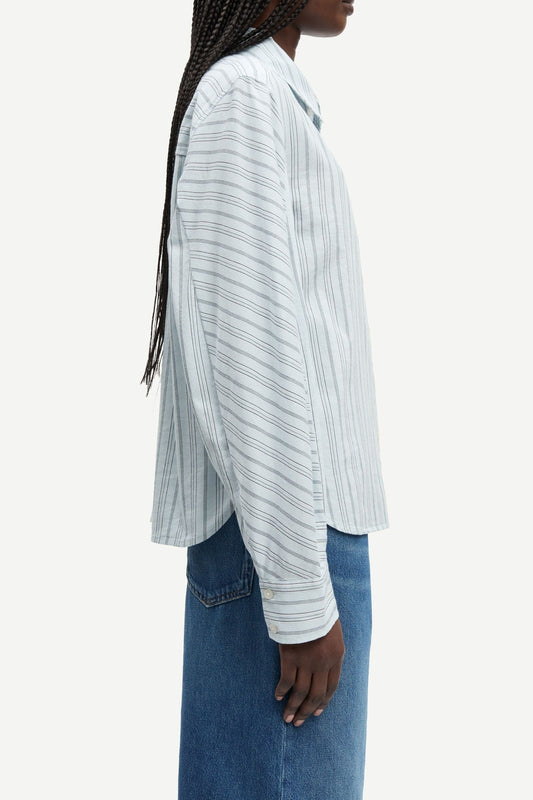 Samsoe Samsoe Sania Bluse Hellblau Gestreift