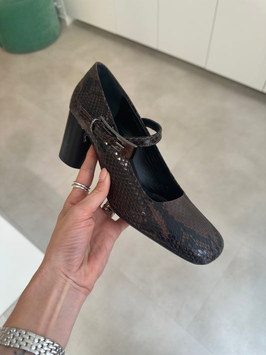 Thea Mika Penny Snake Heel in Braun/Schwarz