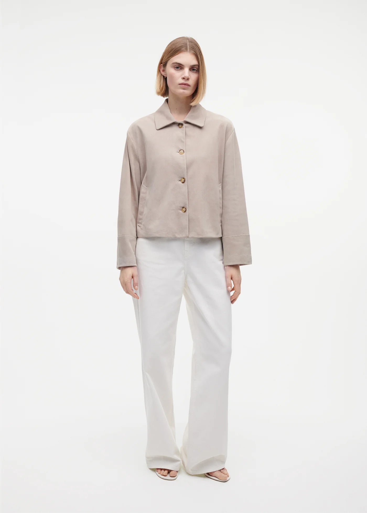 Studio Ar Elaine Velourlederjacke Smoke Grey