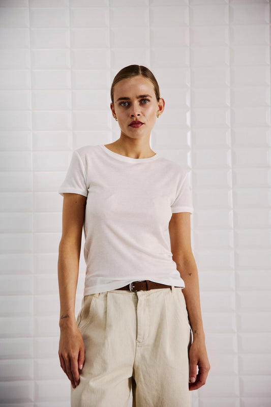 With Black Heather T-Shirt Cream White