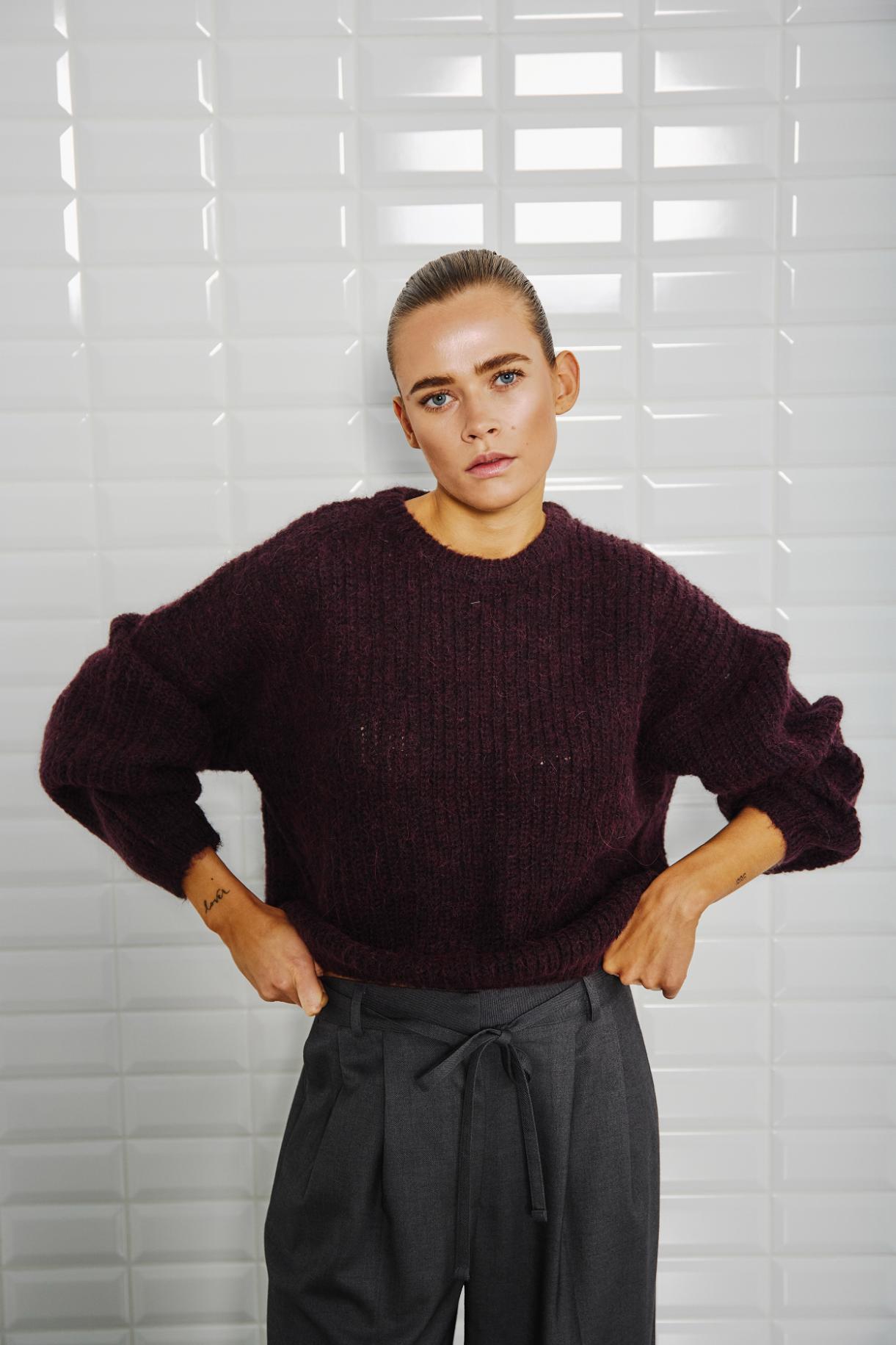 With Black Ophelia Pullover in Burgundy