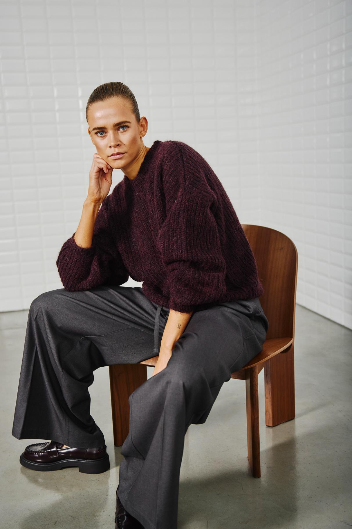 With Black Ophelia Pullover in Burgundy