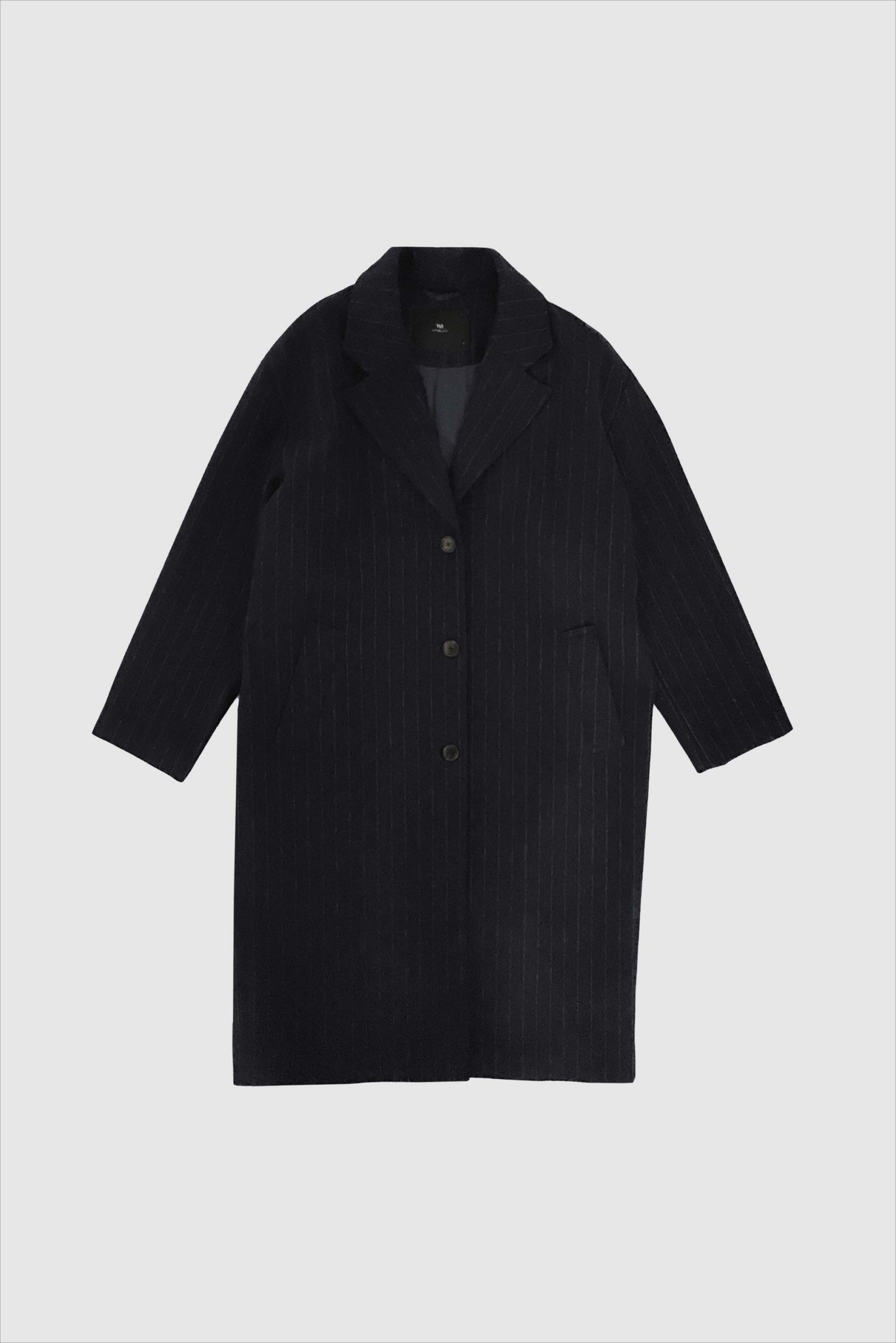 With Black Vista Wollmantel in Navy Stripes
