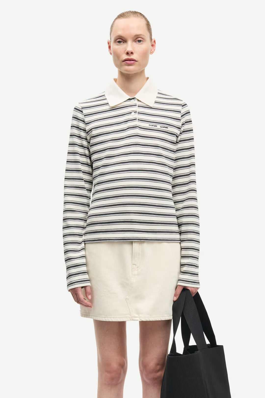 Samsoe Samsoe Poloshirt in Vanilla Black