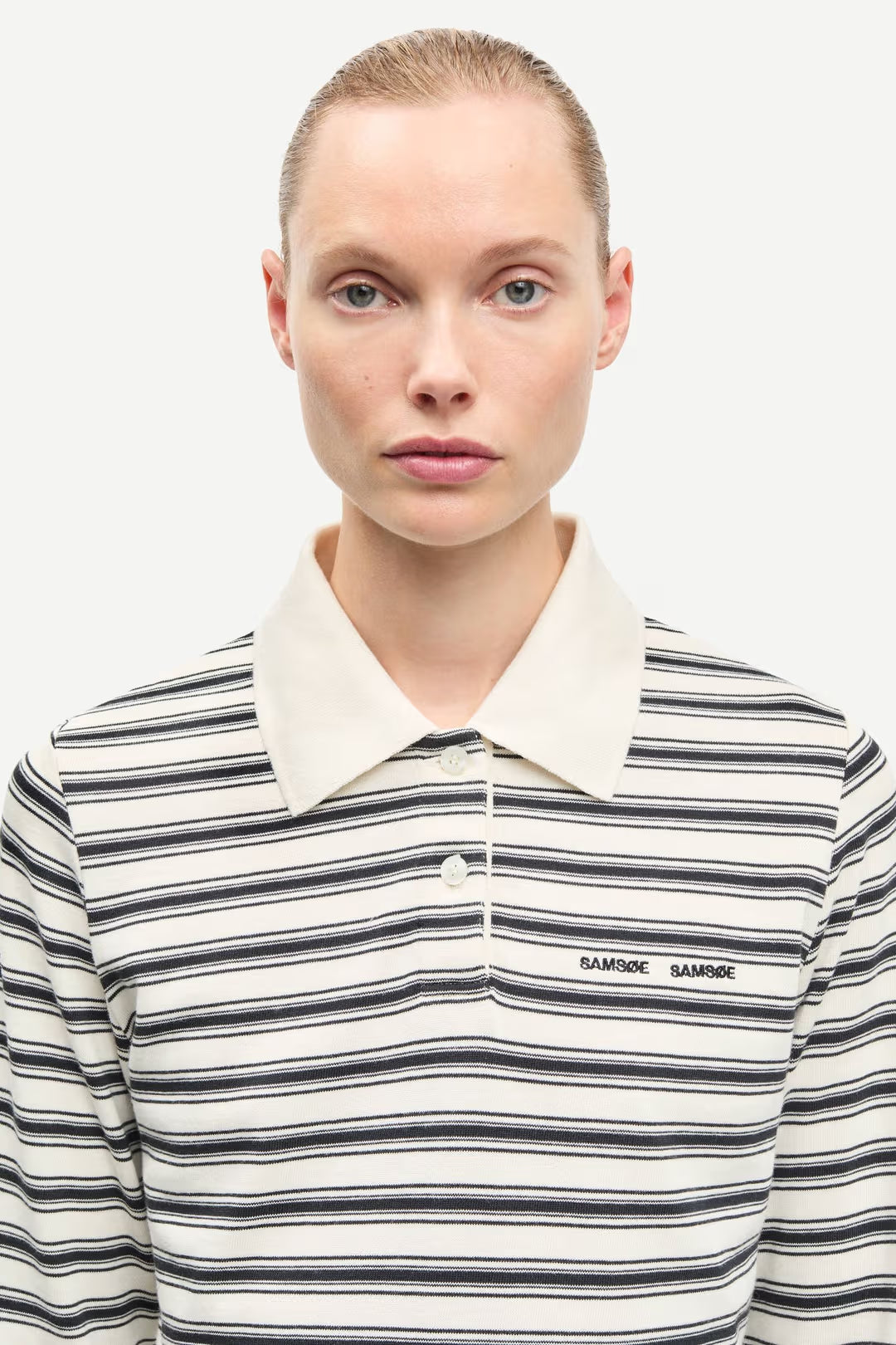 Samsoe Samsoe Poloshirt in Vanilla Black