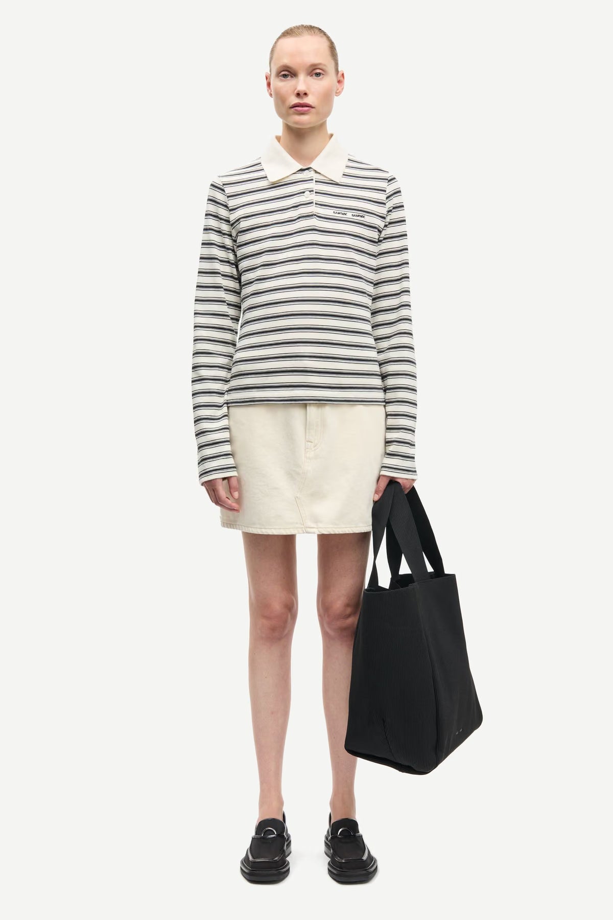 Samsoe Samsoe Poloshirt in Vanilla Black