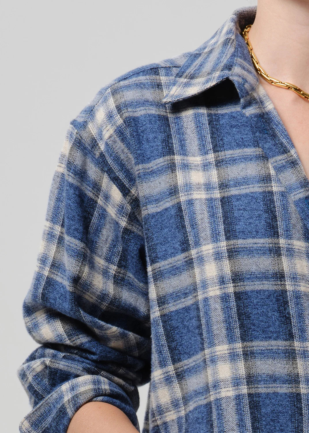 Citizens of Humanity Cropped Flanell Bluse in Kariert