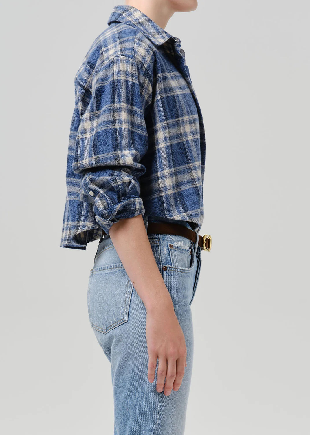 Citizens of Humanity Cropped Flanell Bluse in Kariert