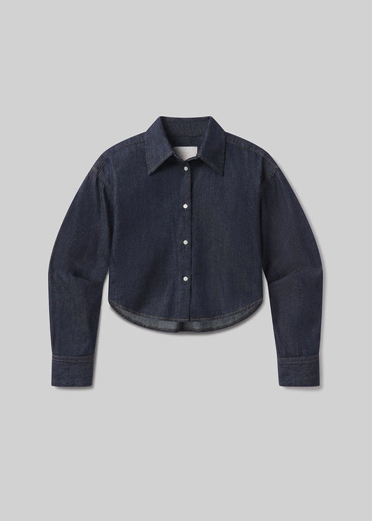 Ana Cropped Bluse in Dark Jeans