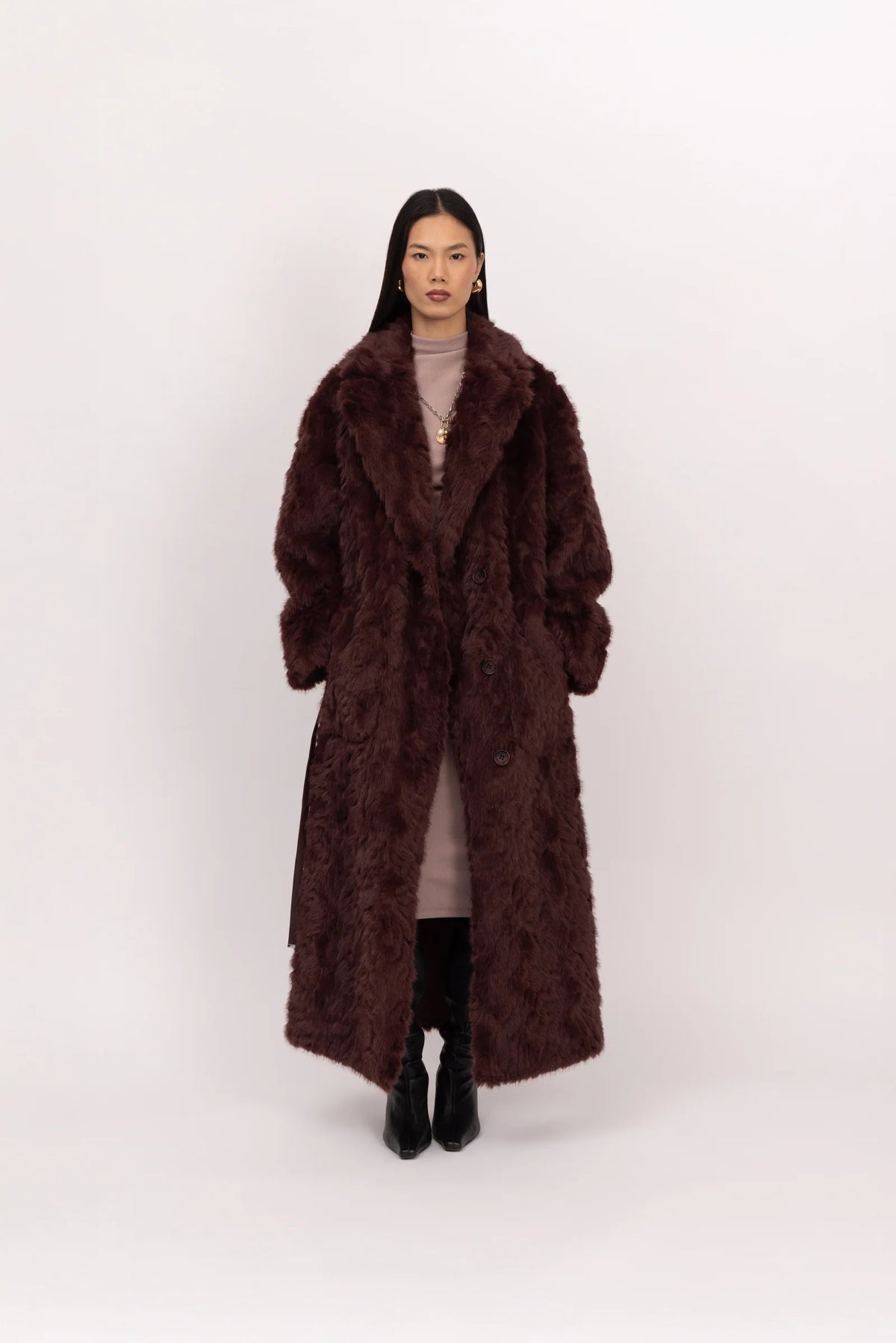 Urban Code Fake Fur Wendemantel Burgund