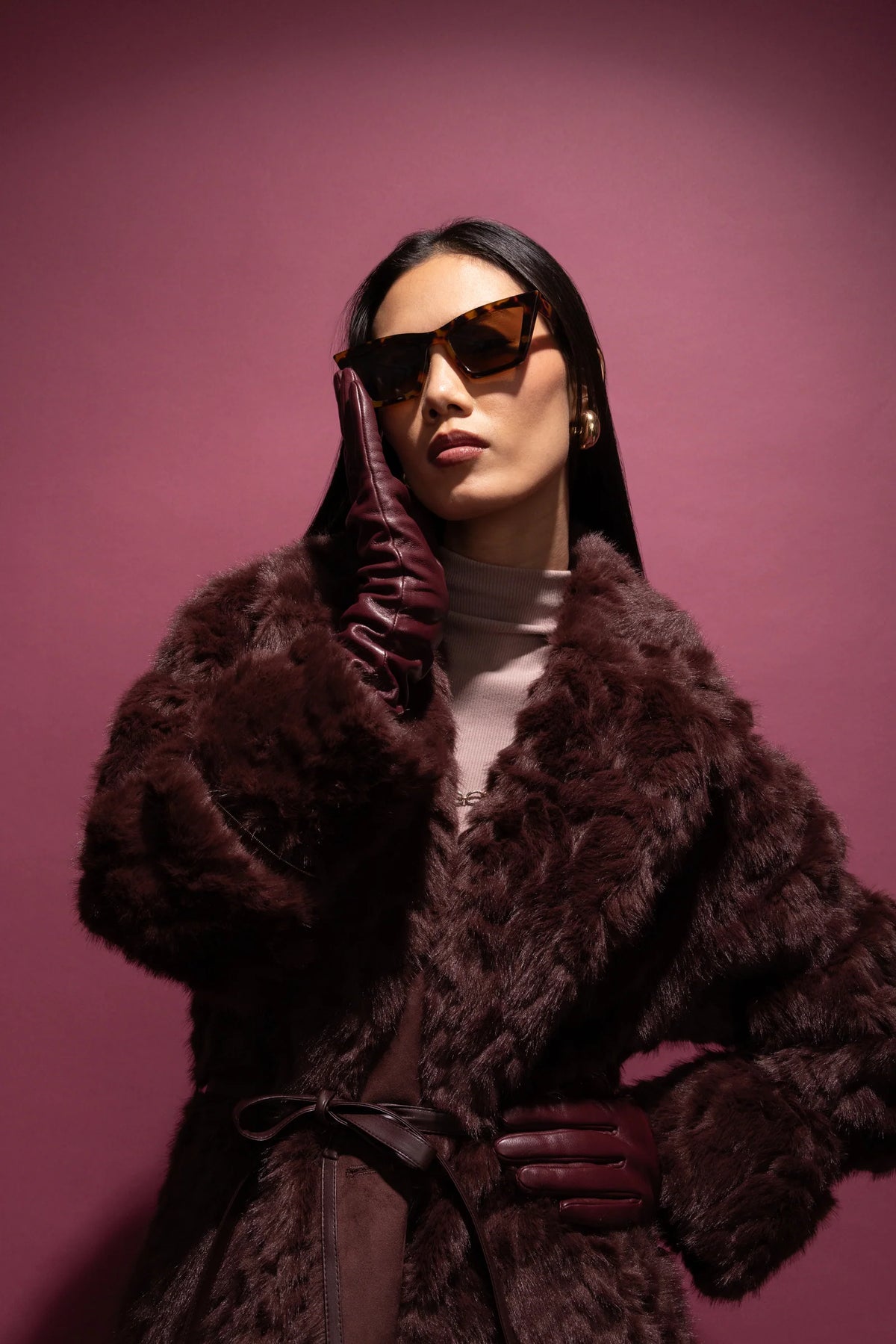 Urban Code Fake Fur Wendemantel Burgund
