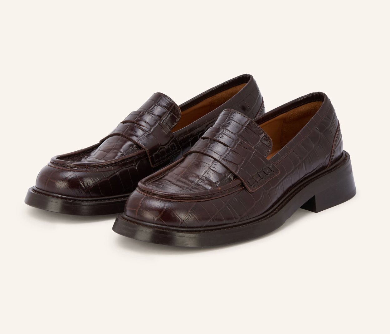 Billibi Penny Loafer Croco in Kastanie