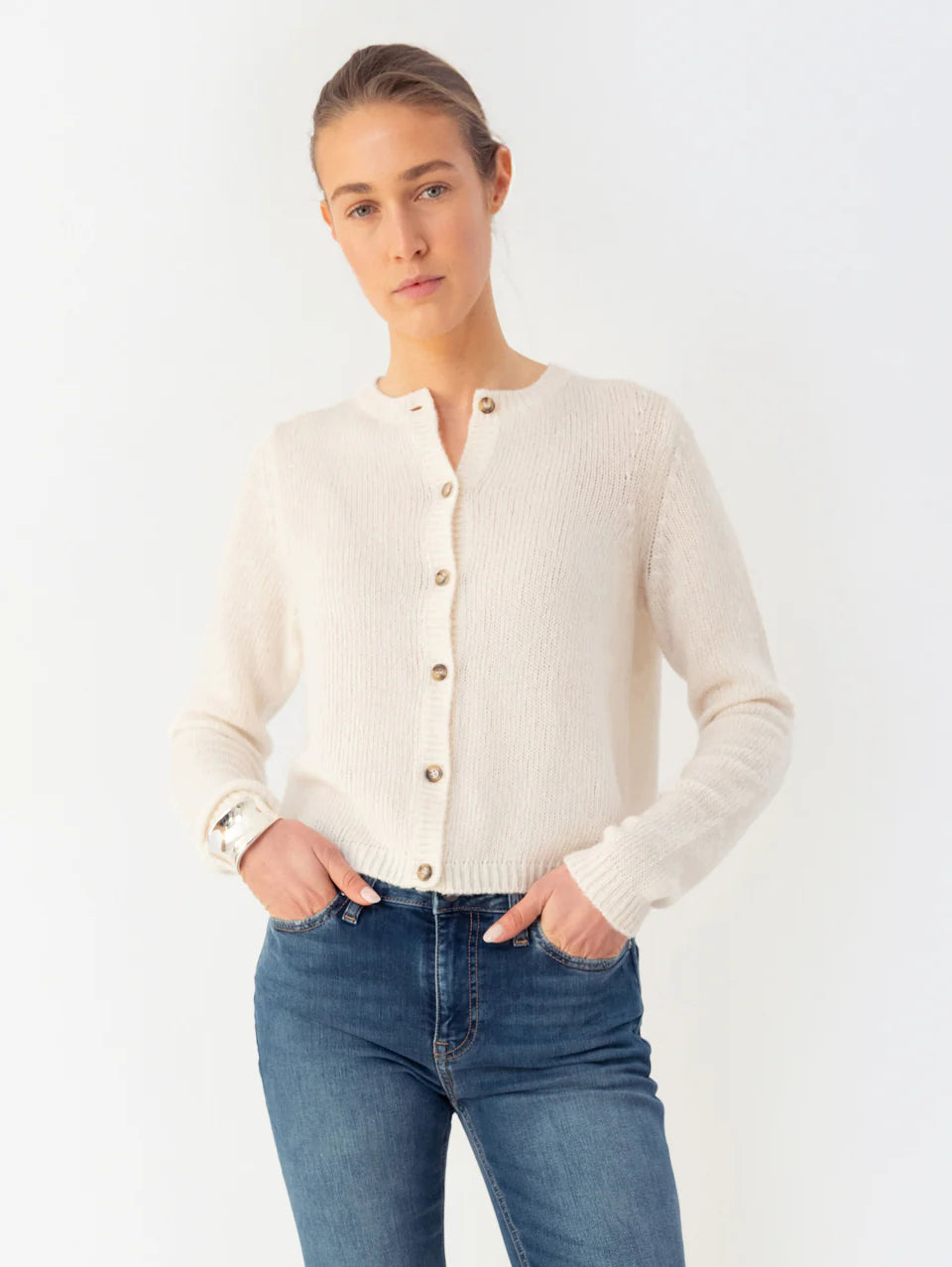Anna v. Berg Feline Cardigan in Creamcheese