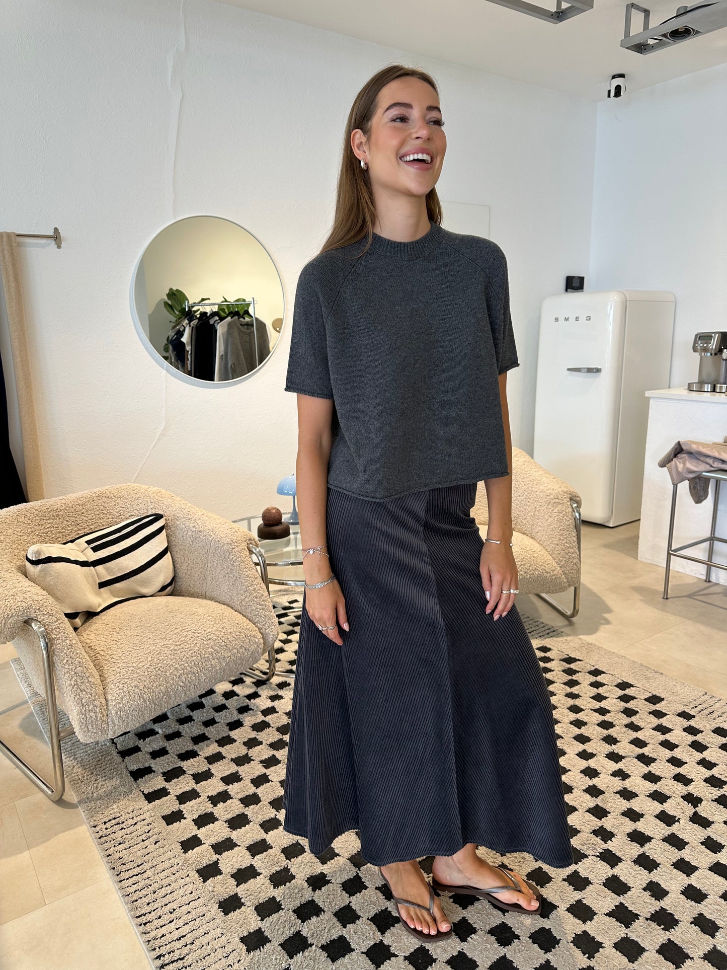 Susanne Bommer Rock Cordsamt in Grau/Blau beidseitig zu tragen