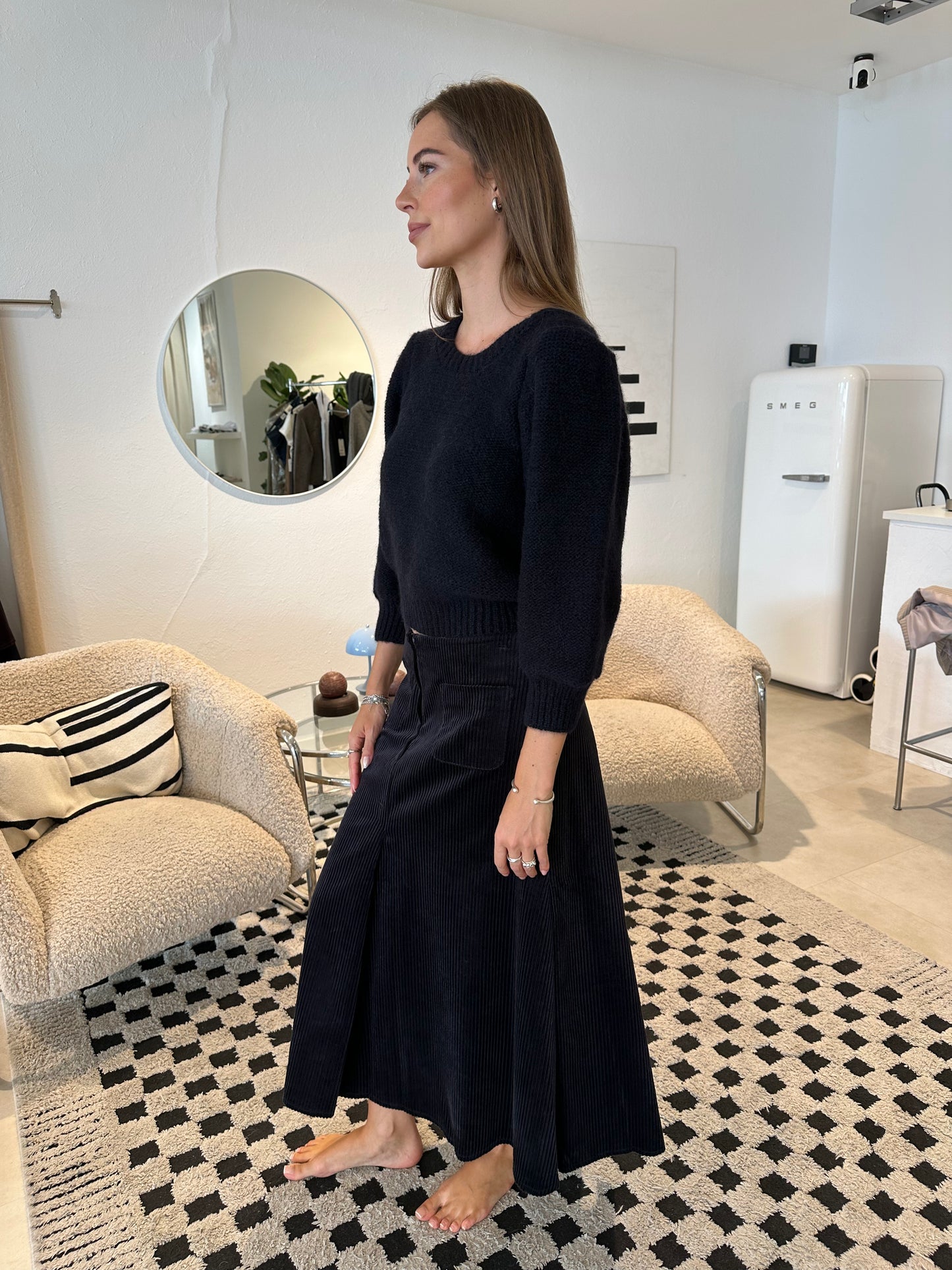 Susanne Bommer Rock Cordsamt in Blue Moon beidseitig zu tragen