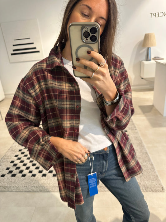 Bluse Flanell in Burgund