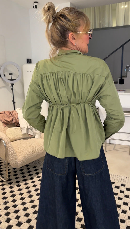 Susanne Bommer Bluse Ruffel Light Olive