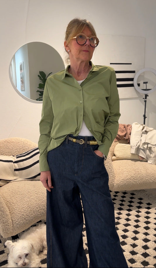 Susanne Bommer Bluse Ruffel Light Olive