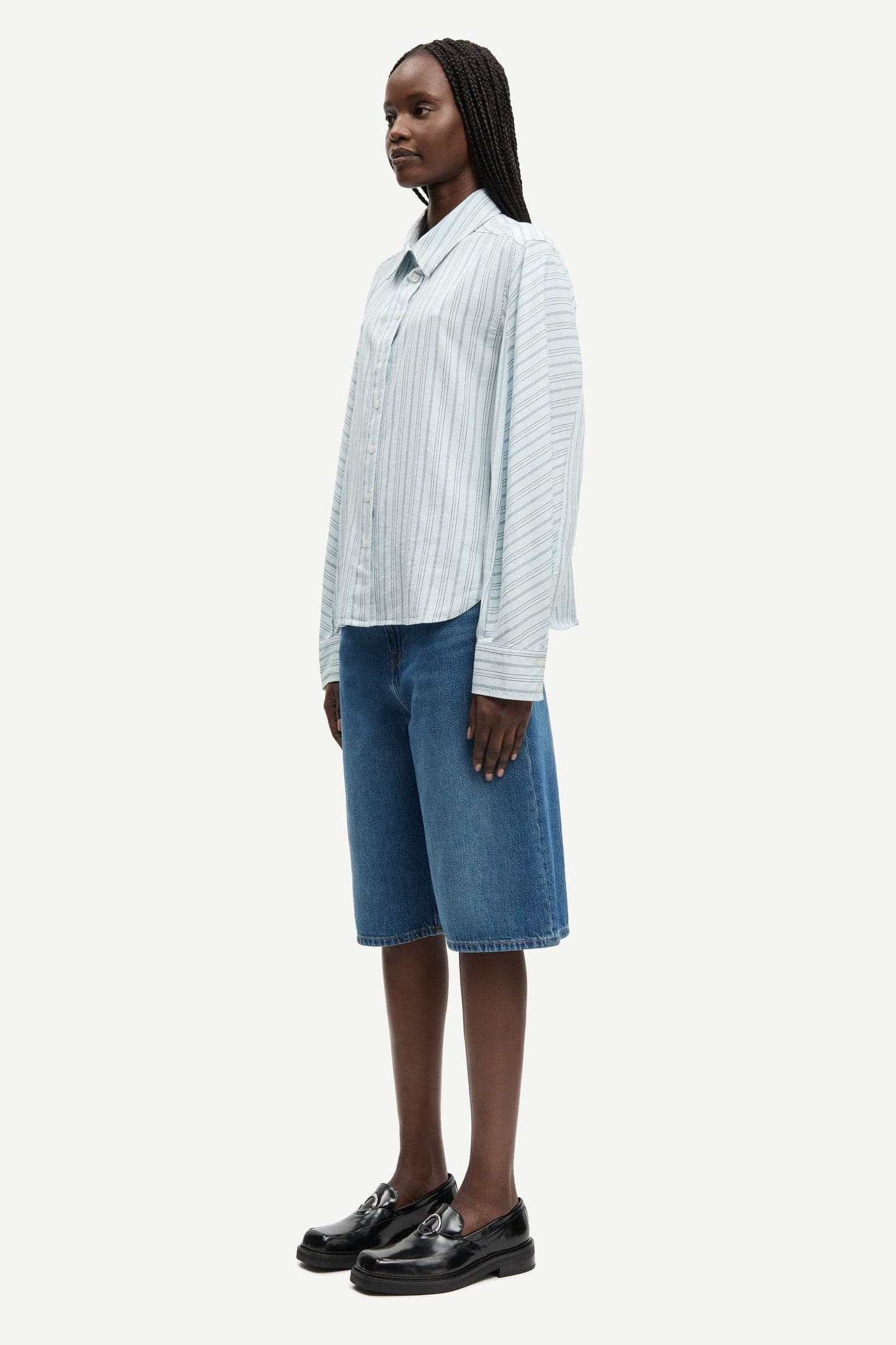 Samsoe Samsoe Sania Bluse Hellblau Gestreift