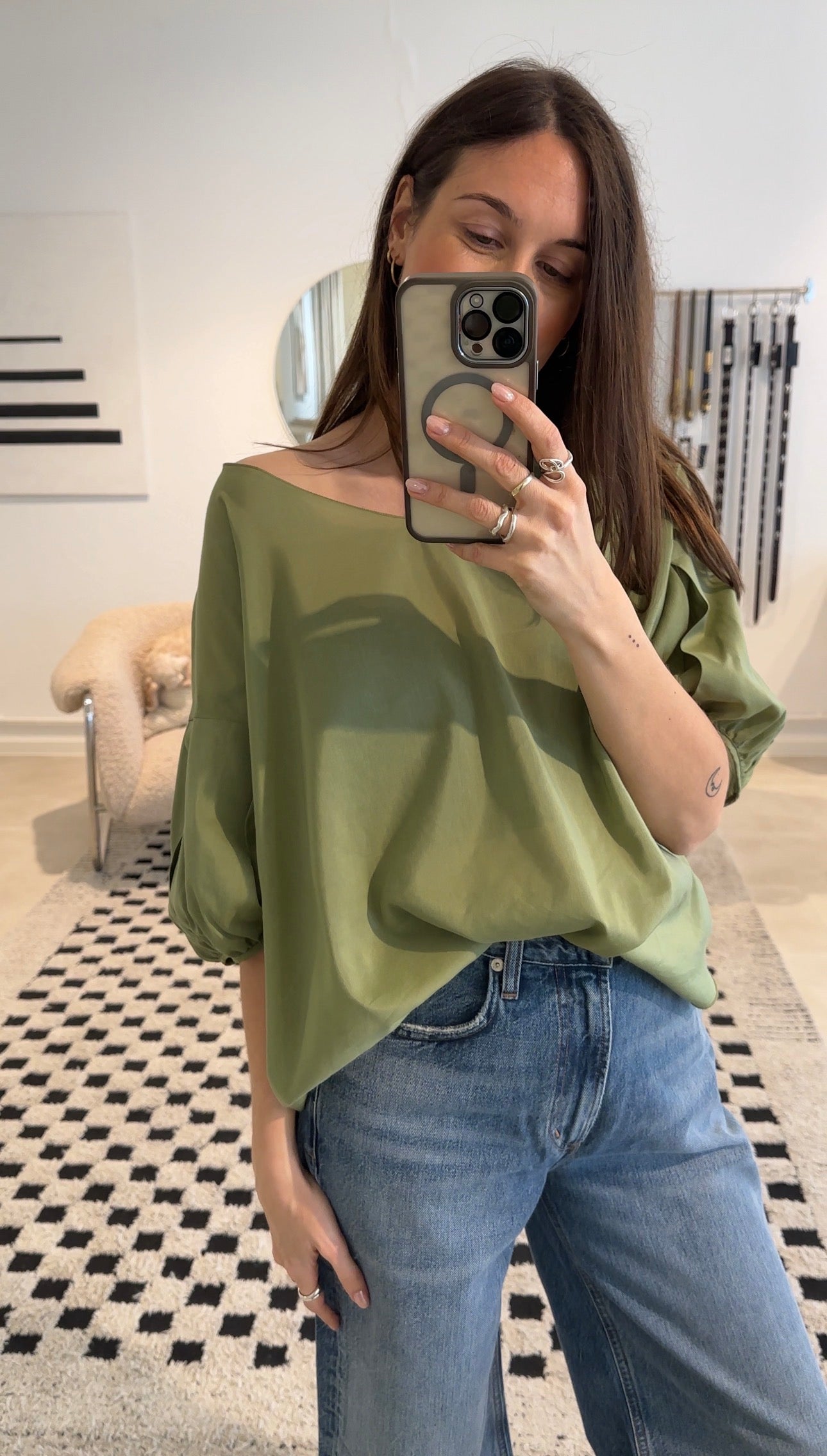 Shirt Ballon Kurz Light Olive