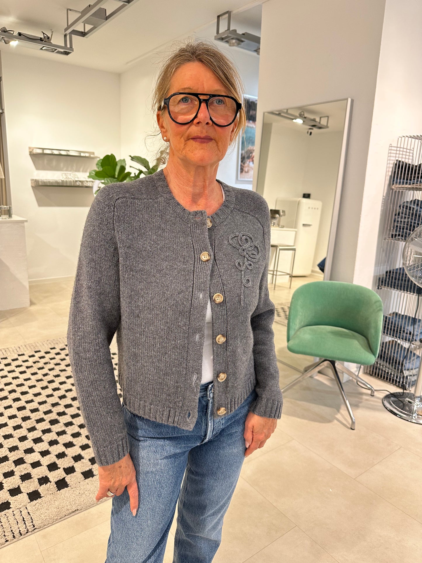 Dagmar von Schmaus Strickjacke Flower Grey