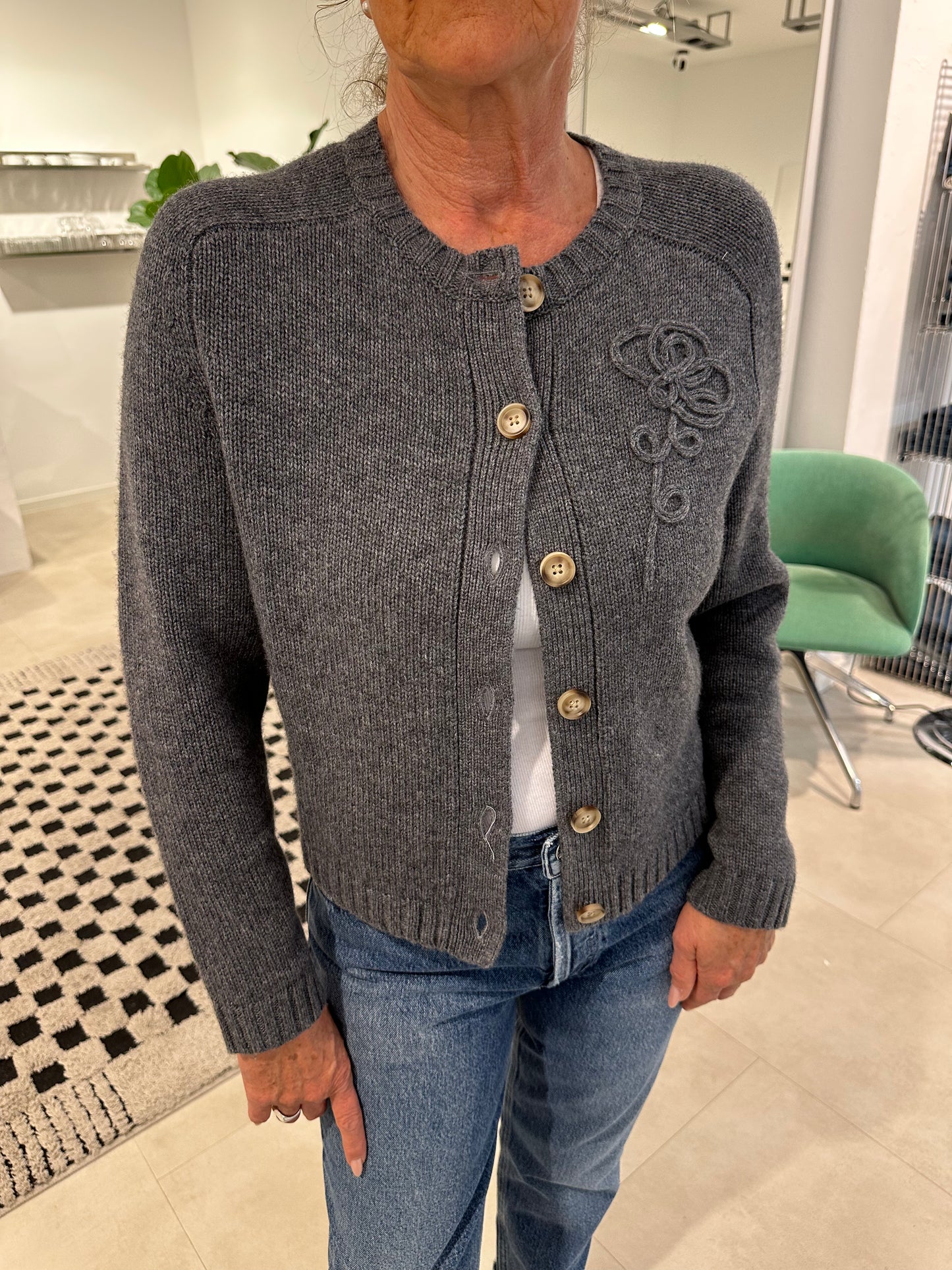 Dagmar von Schmaus Strickjacke Flower Grey