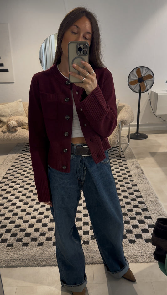 Anna v. Berg Lilly Cardigan in Dark Cherry