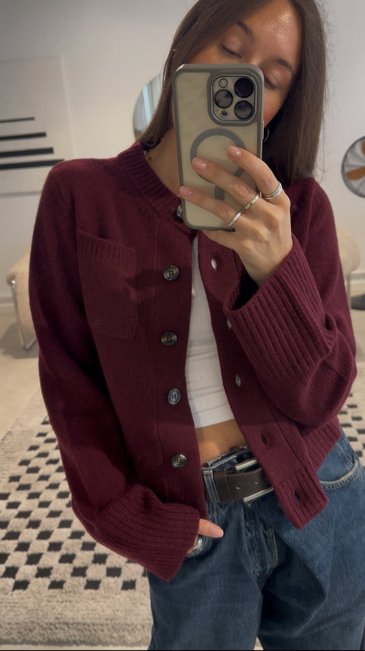 Anna v. Berg Lilly Cardigan in Dark Cherry