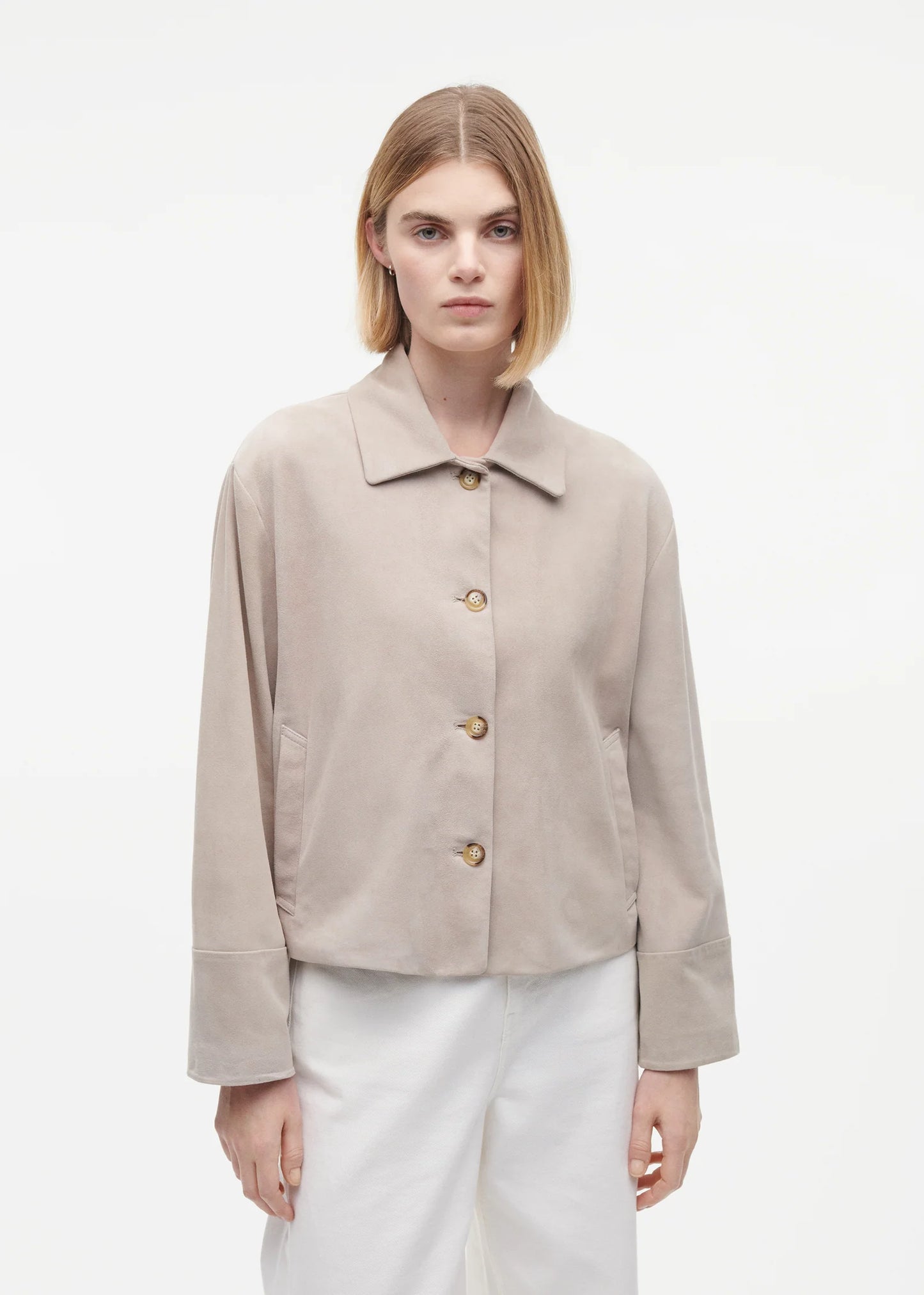 Studio Ar Elaine Velourlederjacke Smoke Grey