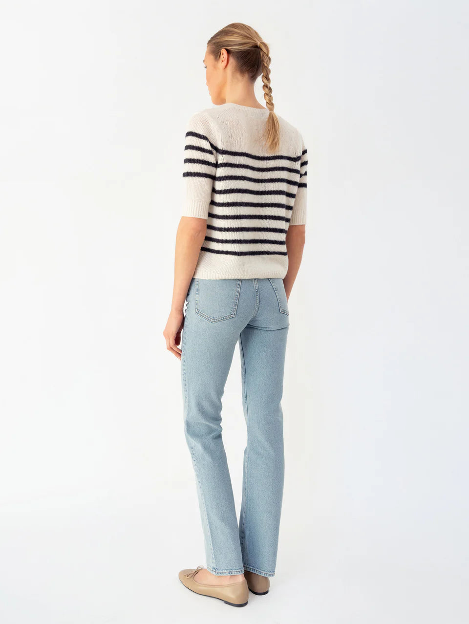 Anna v. Berg Louise Cardigan in Creamcheese/Deep Blue