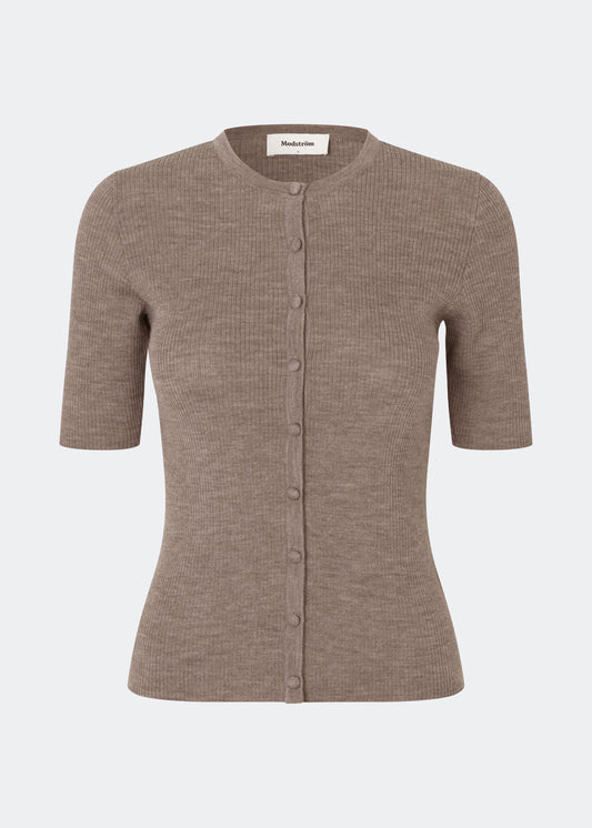 Modström Hiroki Halbarm Cardigan in Taupe