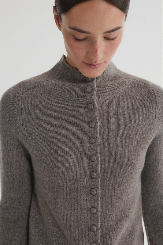 Prinz Berlin Chunky Cardigan In Taupe