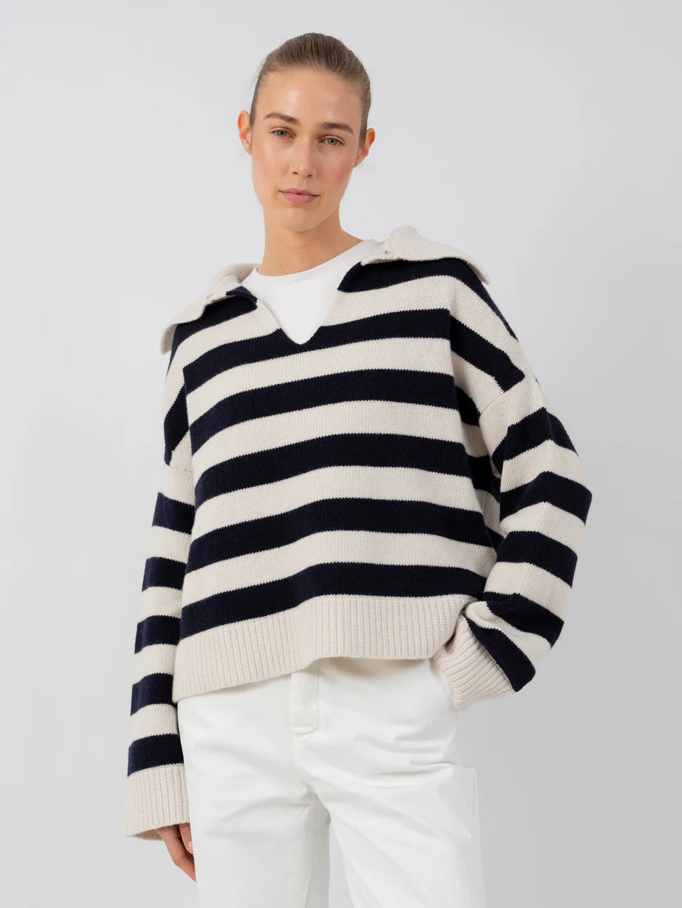 Anna v. Berg Valentine Sweater in Vanille/Deep Blue