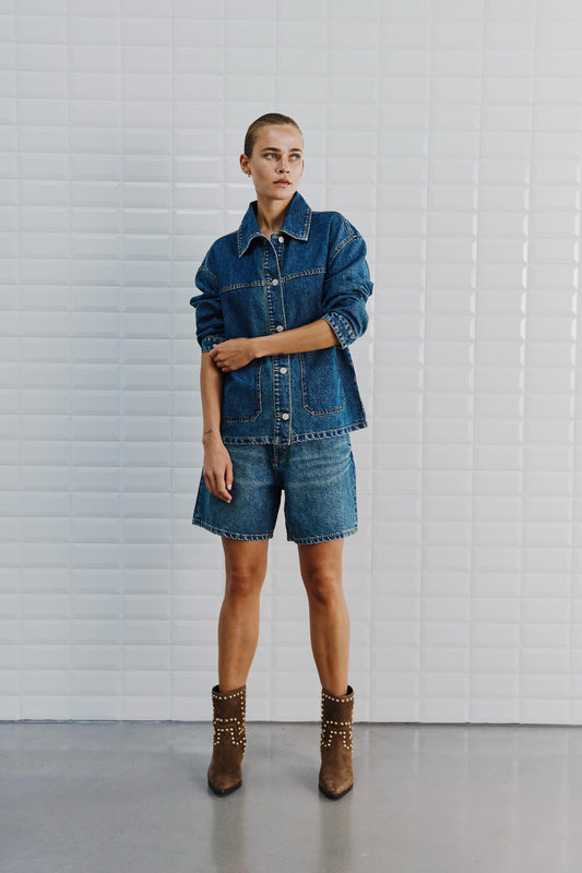 With Black Karolina Shorts Blue Denim
