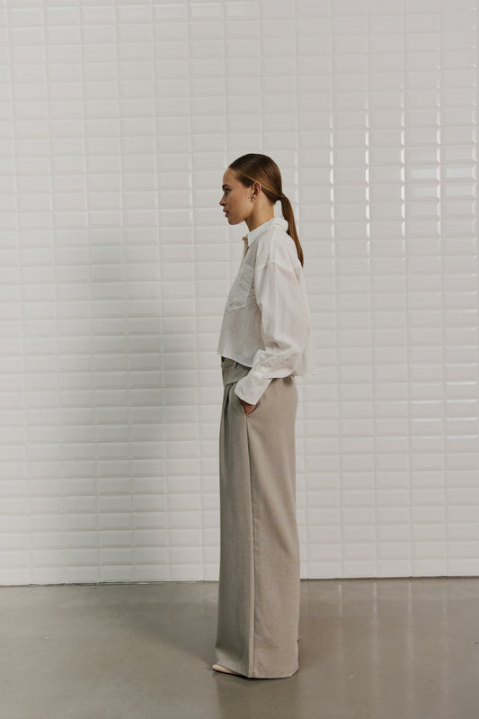 With Black Soft Cropped Bluse White