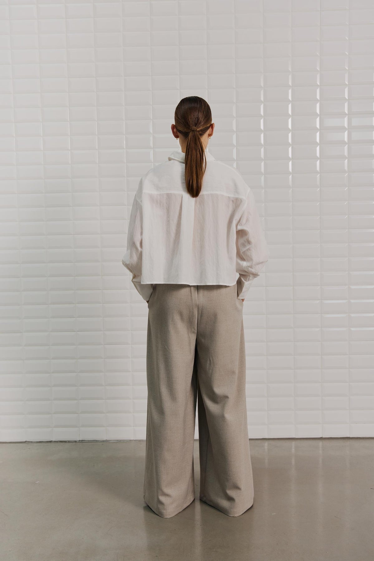 With Black Soft Cropped Bluse White