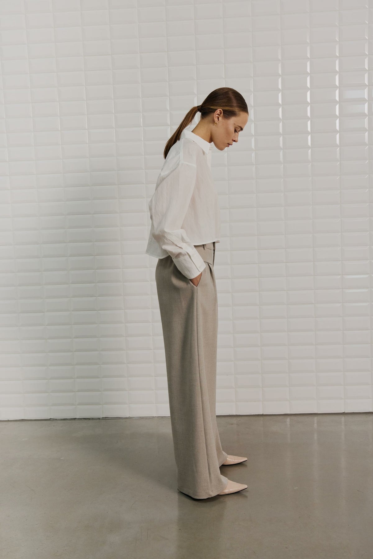 With Black Soft Cropped Bluse White