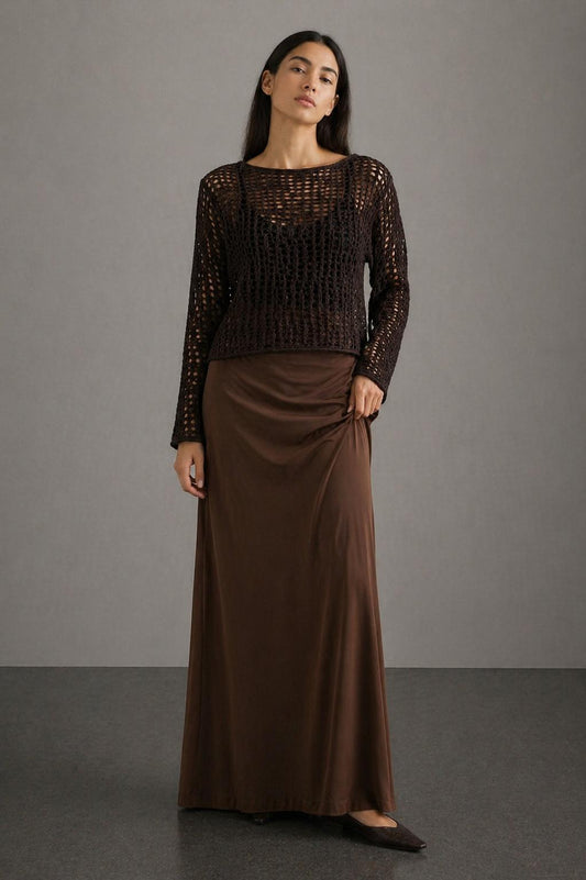 With Black Pisa Strick Sweater in Chocolate