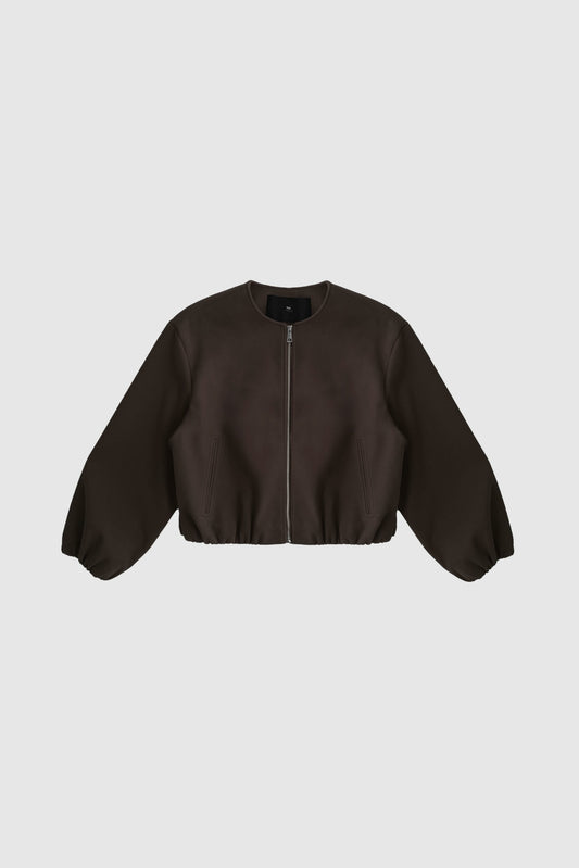 With Black Kennedy Bomber in Dark Brown