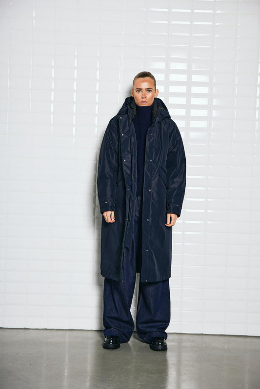 With Black Brooklyn Parka in Midnight Blue