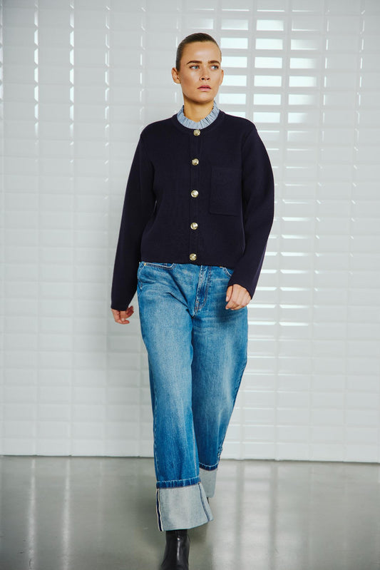 With Black Celeste Cardigan in Navy